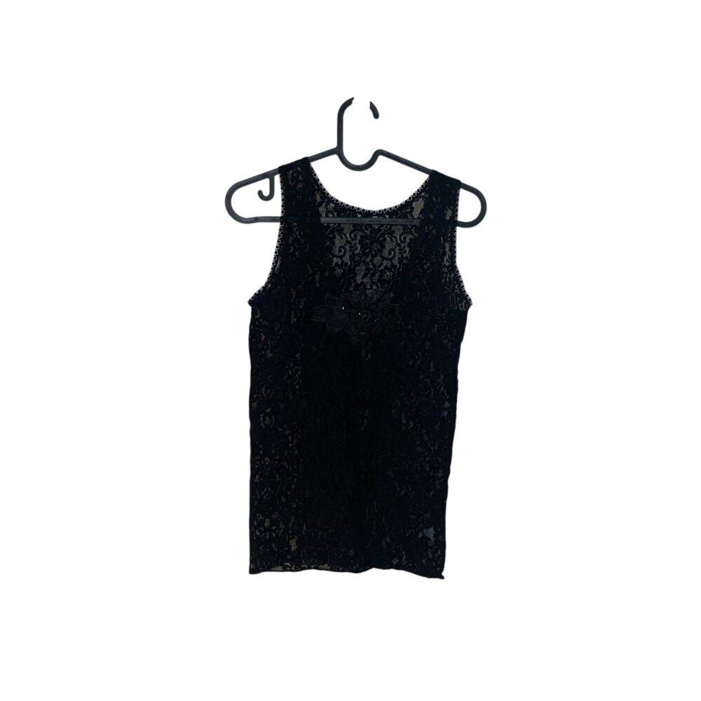 Hanky Panky Womens Black Sheer Lace Top Floral Detail Whimsygoth Sexy Festival